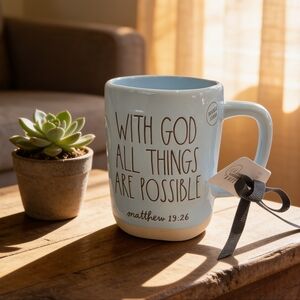 Rae Dunn Artisan Collection Ceramic Mug "With God All Things R Possible New